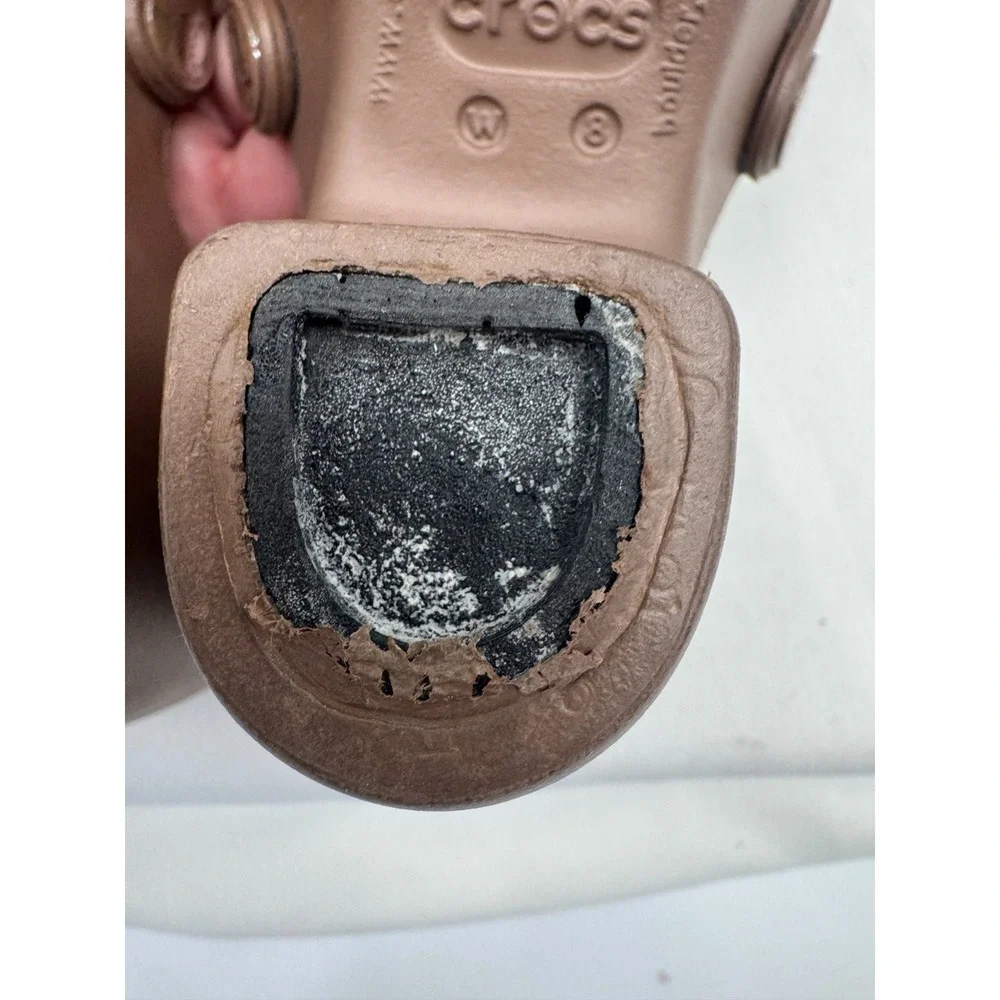 Crocs Cyprus Heeled Slip On Sandal Shoe 8 Brown / Brown Boho Earthy Beach 3.75